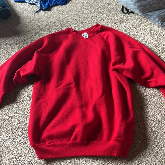Red Athletic Crew Neck Sweatshirt - Picture 1 of 5
